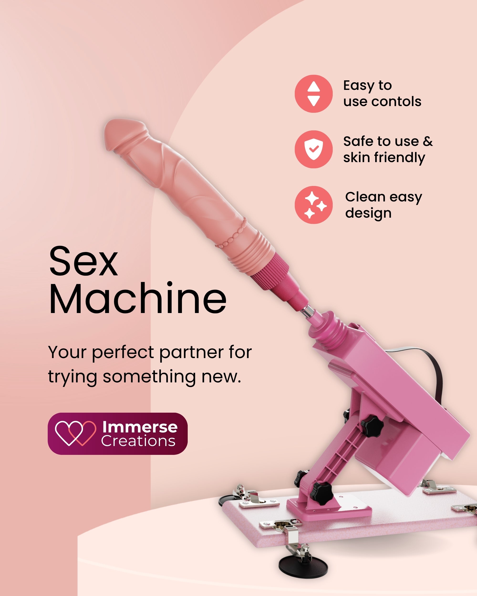Immerse Creations Sex Machine — 8" Dildo Attachment